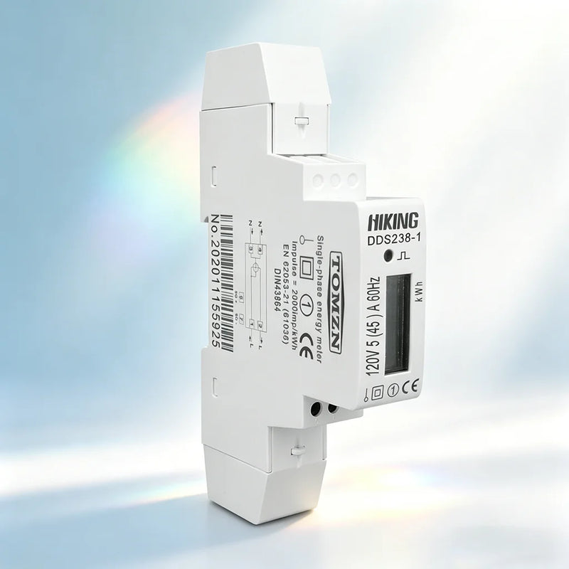 TOMZN Single-Phase DIN-Rail Energy Meter – 5(45)A, 220V 50/60Hz LCD Display KWh Watt-hour Measurement