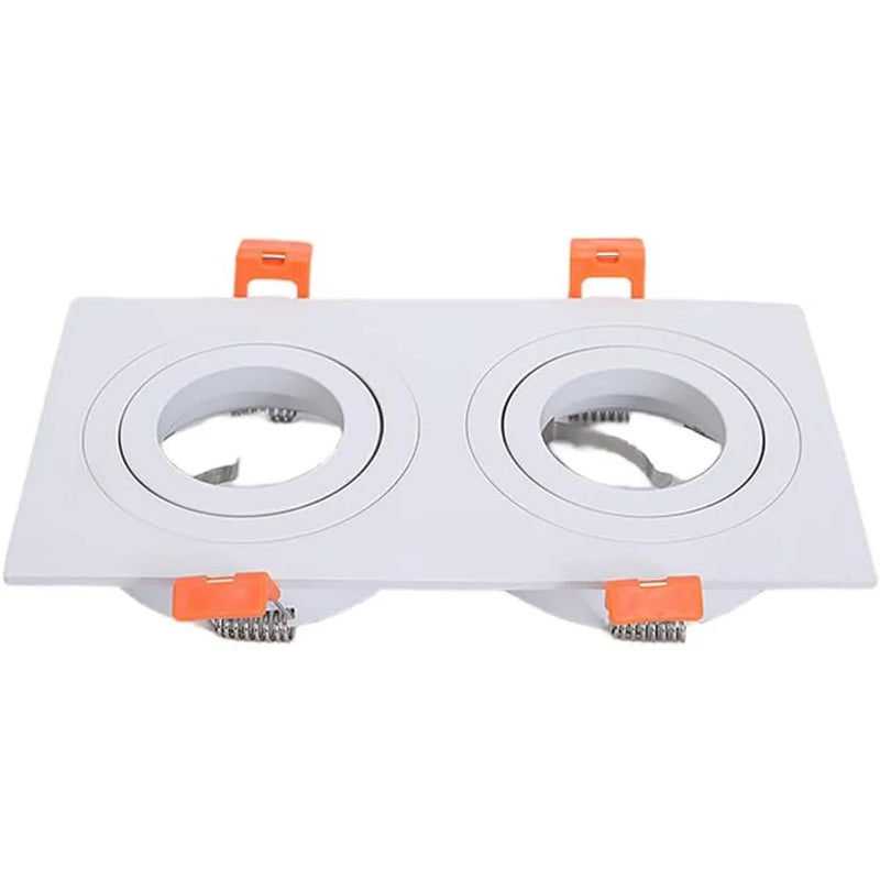 JOYINLED 1/10PCS Black White Double Head Recessed Spotlight Frame Square LED Ceiling Downlight Trim Fixture GU10 MR16 Housing