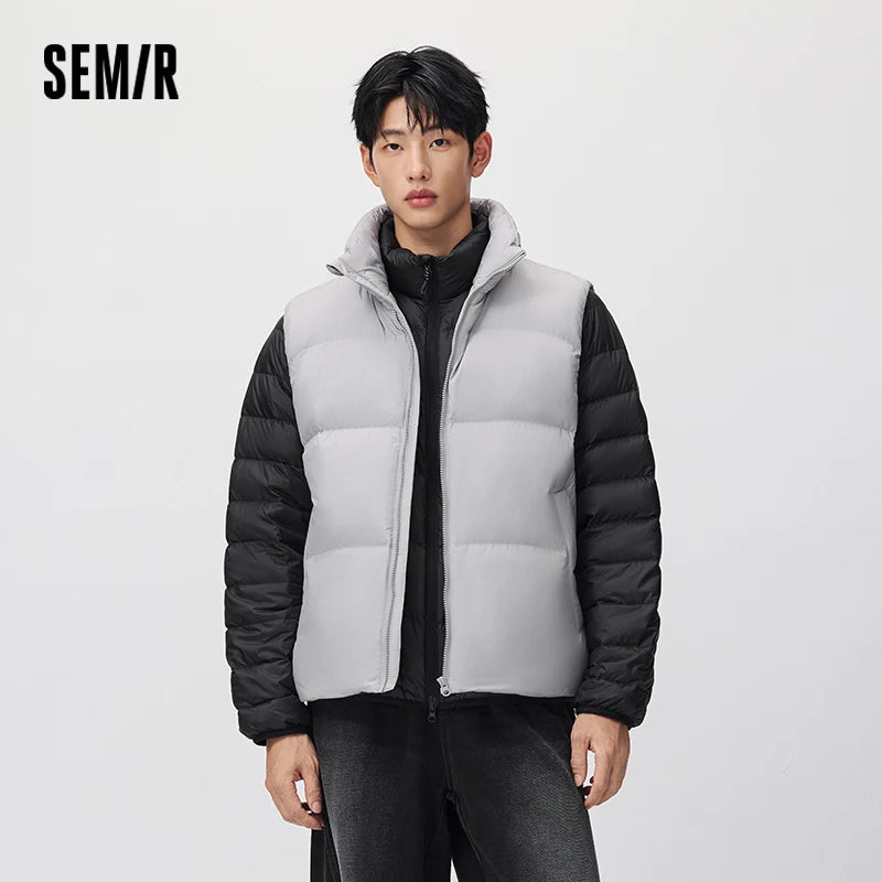 Semir Men Down Vest Solid Color Puffer Windproof Water Repellent 90 Percent Down Fill 2026 New Winter Daily Wear