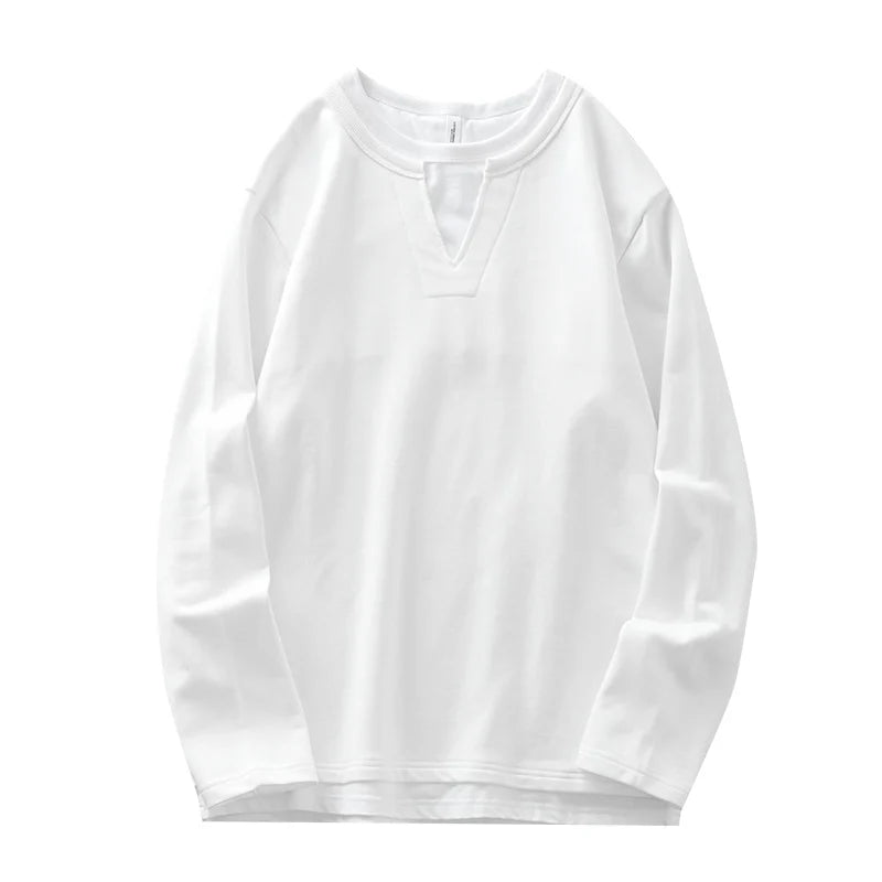 DUKEEN Men's 2-In-1 Pullover Sweatshirt 2025 Spring and Autumn New Fashion Loose Crew-Neck Long Sleeve T Shirts for Men