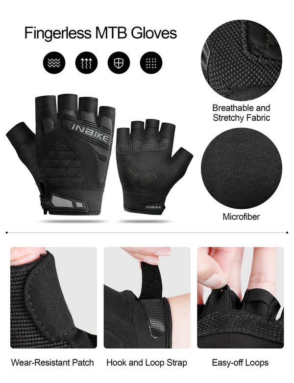 INBIKE Clearance Sale! Cycling Gloves Half Finger Anti-Shock Breathable Fingerless for Road Mountain Bike Gear with Gel Padding