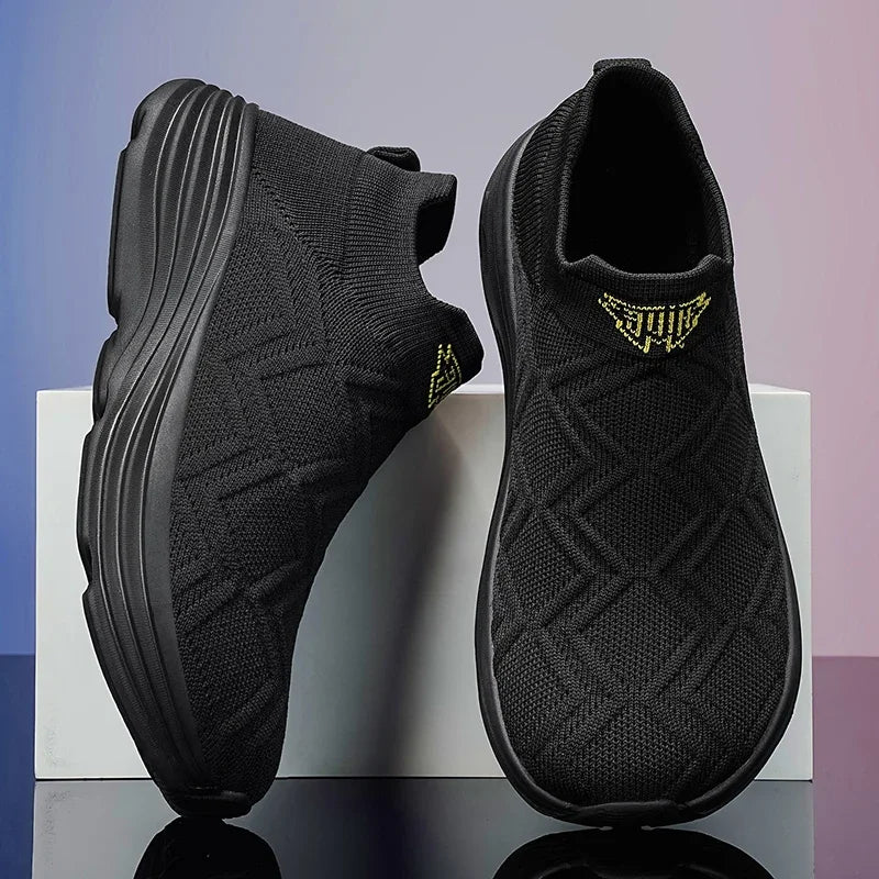 Men Extra Wide Toe Box Slip on Knit Sneakers Stretch Breathable Casual Walking Shoes Roomy Fit for Swollen Feet Edema Bunions