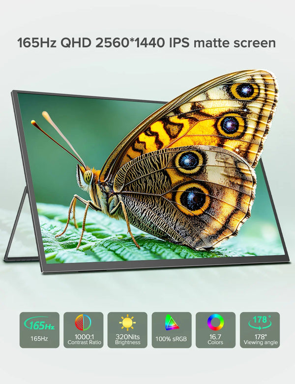 ម៉ូនីទ័រលើតុ UPERFECT UMax 24 2K ទំហំ 24.5 អ៊ីញ 165Hz អេក្រង់ IPS ភ្ជាប់ជញ្ជាំង 2560x1440 HDR Freesync សម្រាប់លេងហ្គេម កុំព្យូទ័រយួរដៃ អេក្រង់ពង្រីក