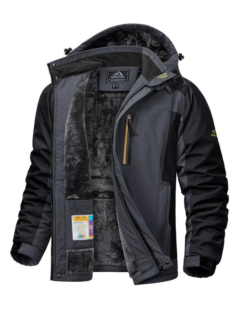 TACVASEN Winter Heavyweight Fleece Lined Parka Waterproof Men Ski Snowboard Jackets Windproof Removable Hoodie Coats Windbreaker