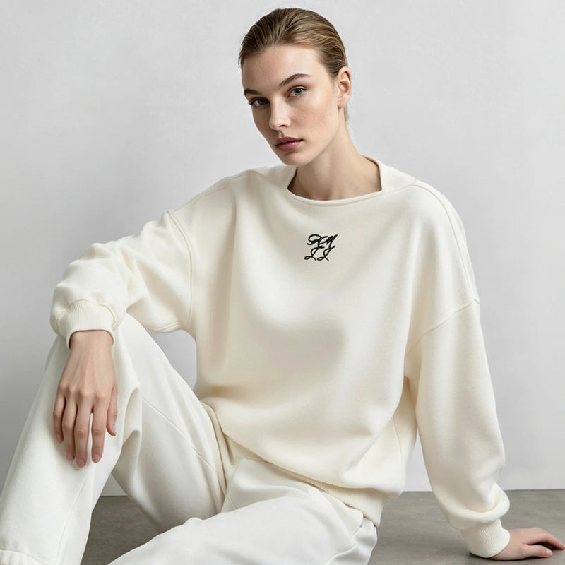 Amii Women's Oversize Sweatshirt Long Sleeve Letter Graphic Drop Shoulder Casual Loose Tops 2026 Autumn Female Clothing 12623134