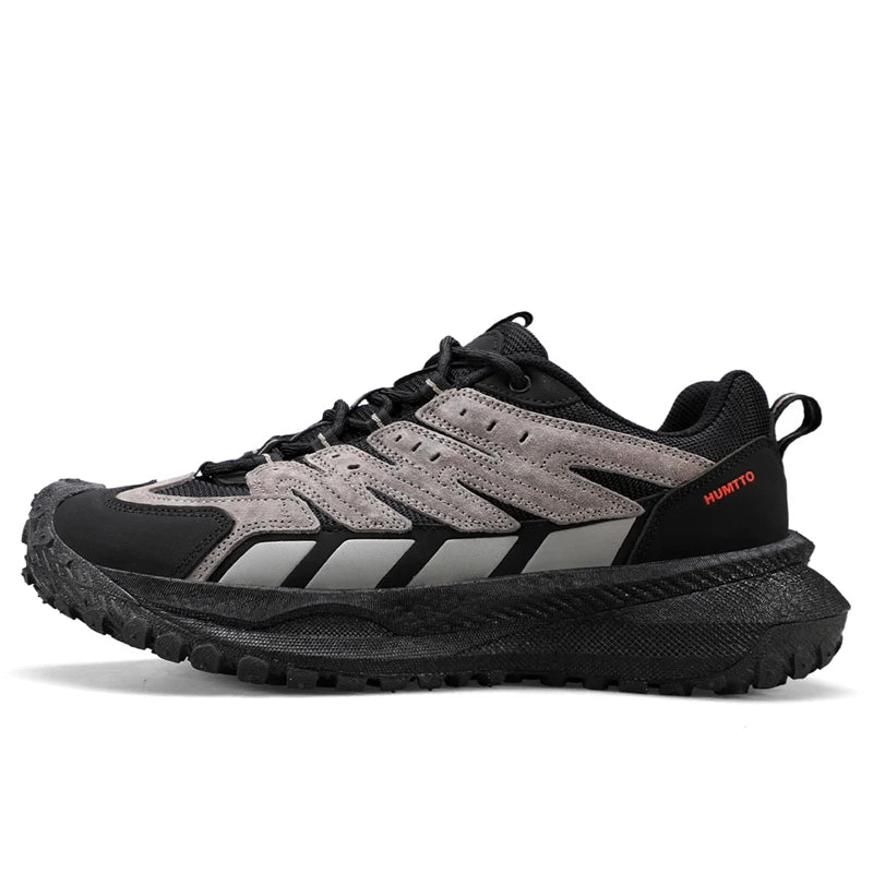 HUMTTO Breathable Non-slip Hiking Shoes for Men Outdoor Sports Shoes Leather Shock-absorbing Walking Sneakers Man Trekking Boots