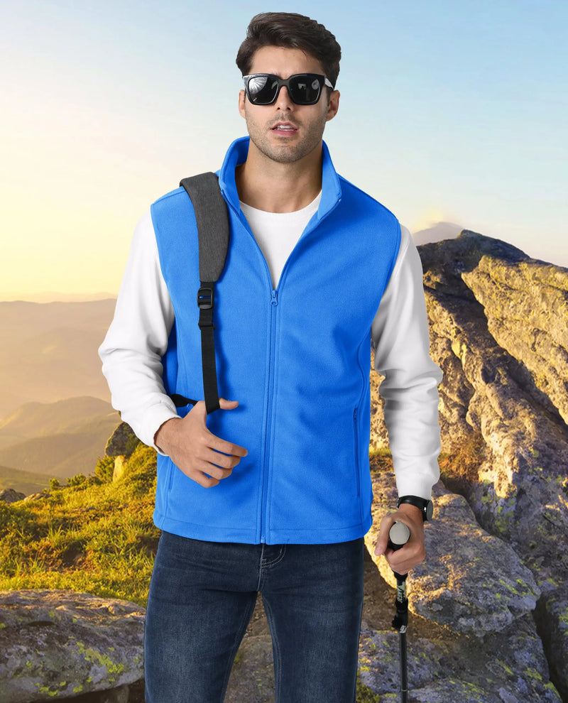 TACVASEN Fleece Vest Jackets Mens Stand Collar Sleeveless Jacket Spring Autumn Casual Waistcoat Fishing Hiking Outdoor Vest Male