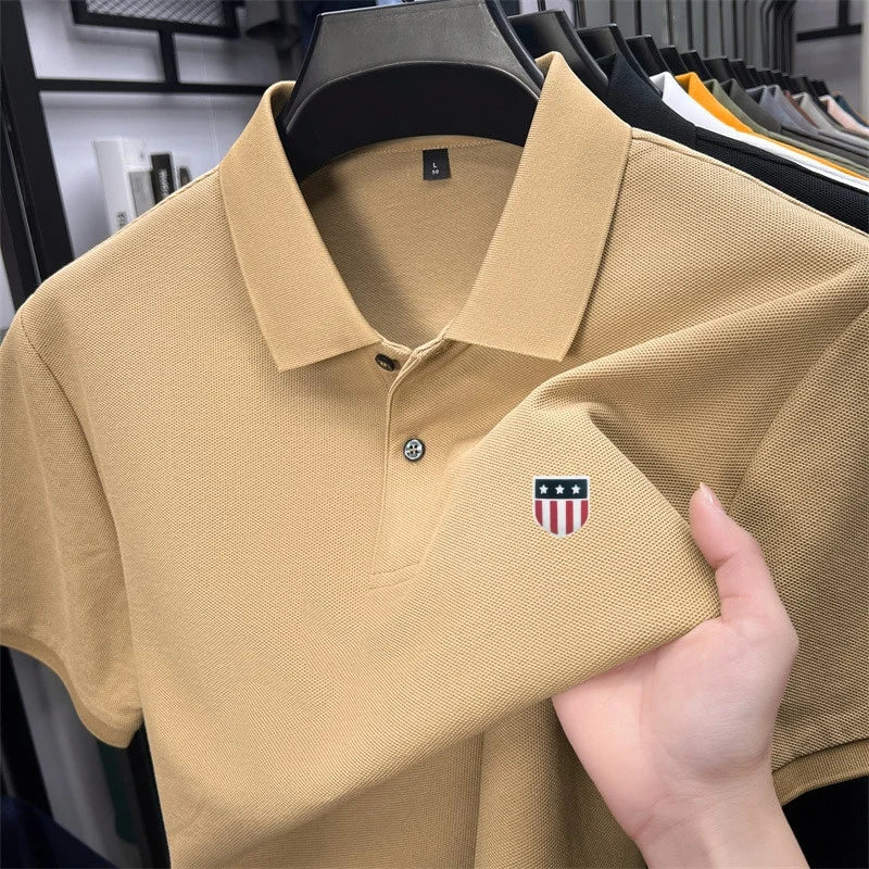 High-End Luxury Man T-Shirt Polo Shirt Lapel Button Pattern Printing Various Colors British Style Summer Leisure Golf Men's Wear