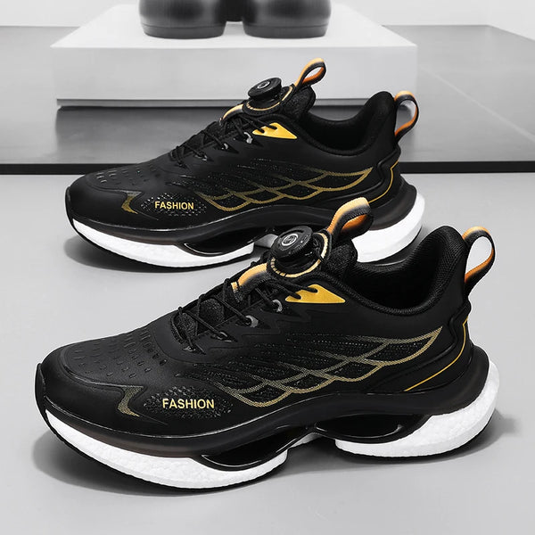 Lovers rotating shoelaces running shoes four seasons new soft sole outdoor casual sports shoes men's breathable light sneakers