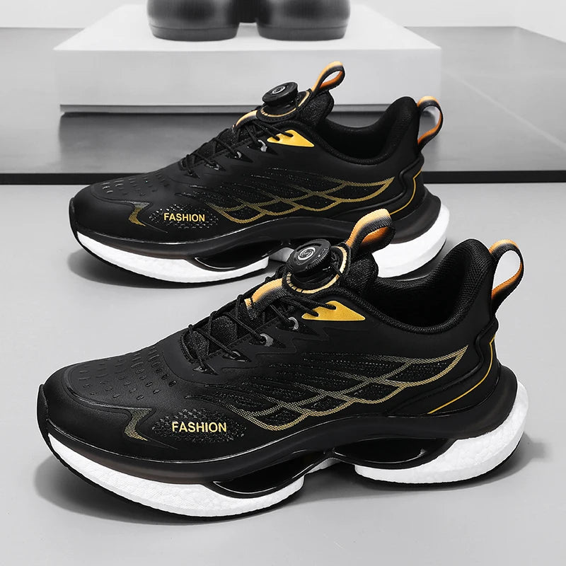 Lovers rotating shoelaces running shoes four seasons new soft sole outdoor casual sports shoes men's breathable light sneakers