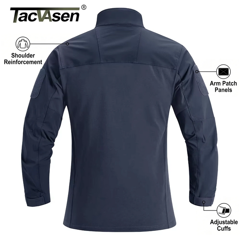 TACVASEN 1/4 Zip T-shirts Lightweight Men's Long Sleeve Safari Wear Resistant Outdoor Training Work Shirts Pullover Tops Male