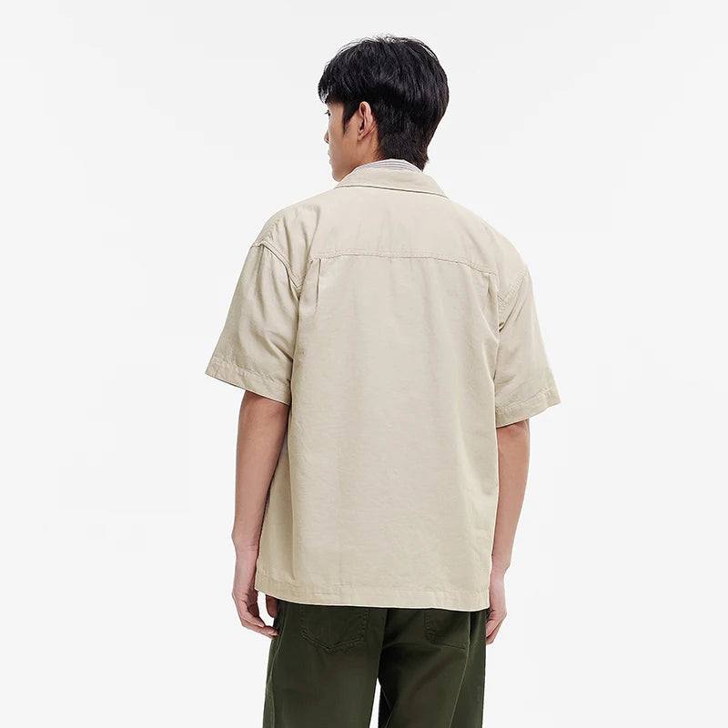 Semir Mens Shirt 2026 Short Sleeve Cotton Linen Solid Commute Tops Simple Casual Style Soft Versatile Daily Wear Comfortable