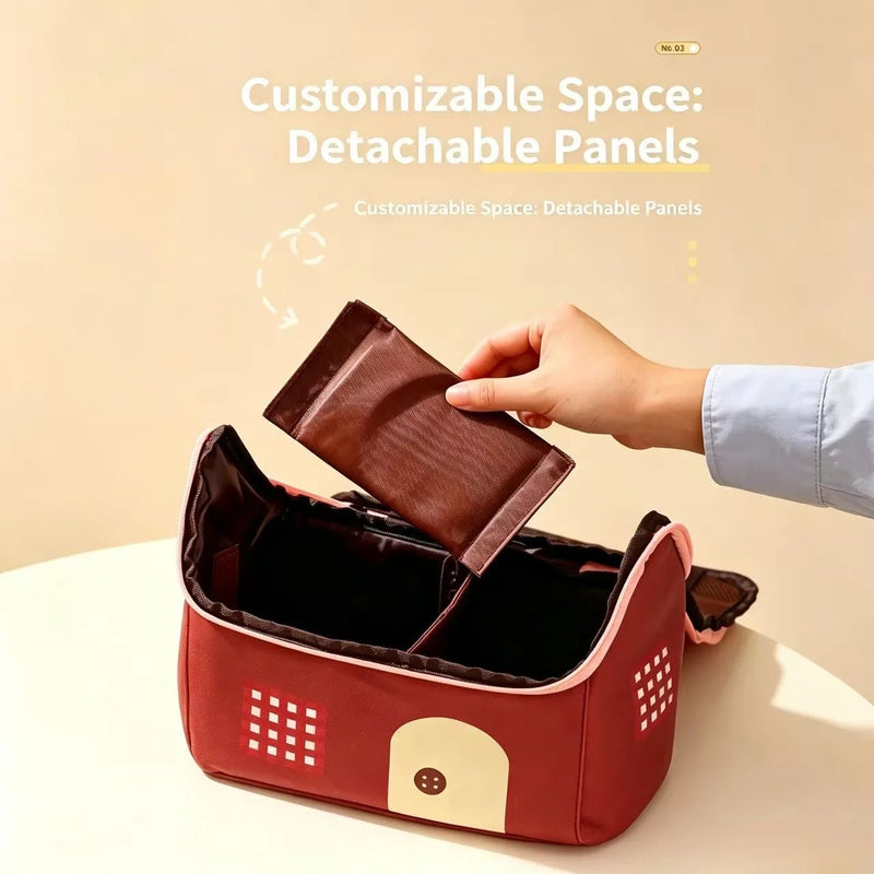 Cute House Shaped Makeup Bag Large Capacity Portable Travel Cosmetic Bag Waterproof Toiletry Storage Organizer for Women