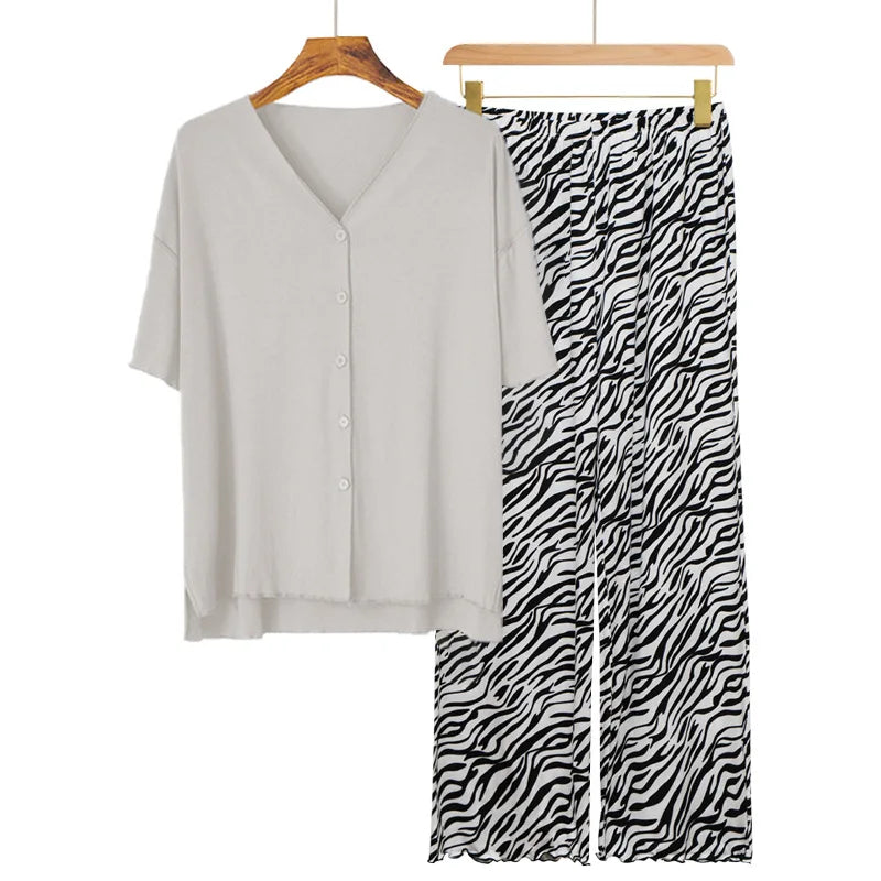 European Long Sleeve Trousers Sets 2026 New Loungewear Women's Sleepwear Two-piece Pajamas Home Suit For Women Modal Nightwear