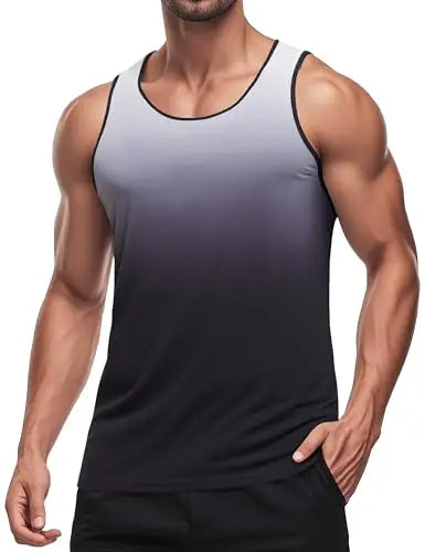 TACVASEN Men's Summer UPF 80+ Quick Dry Muscle Tank Tops Colorful Workout Stretchy Sleeveless Shirts Gym Athletic Swim Tee Tops