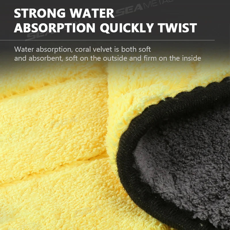 SEAMETAL Microfiber Cleaning Towel 800GSM Ultra Soft Car Wash Towel Drying Cloth Strong Water Absorption for Car Accessories