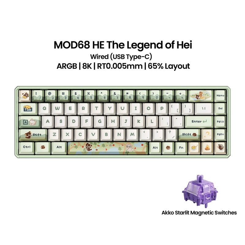 Akko MOD68 HE Keybaord Aluminum CNC 65% Magnetic Switch Rapid Trigger 0.005mm 8K ARGB Gaming Custom Mechanical Keyboard Gasket