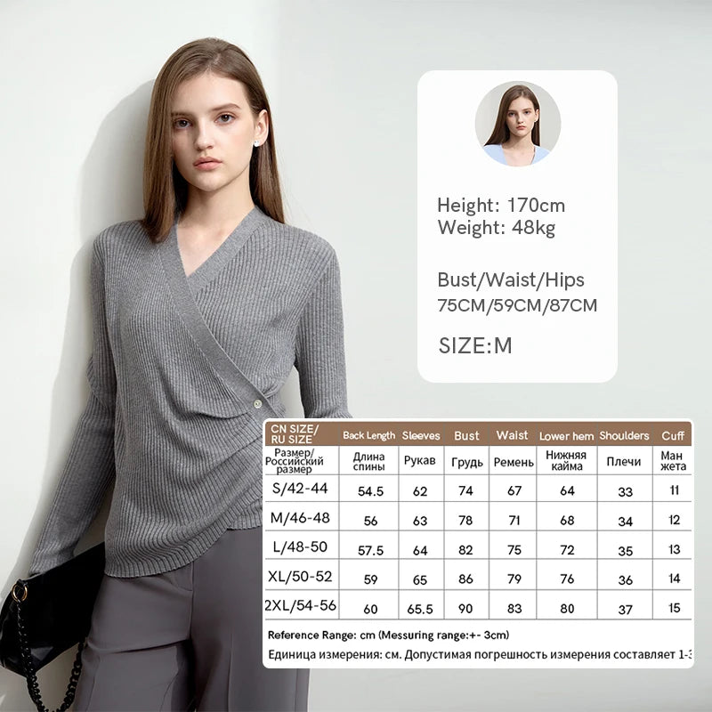 អាវយឺតក V រាងមូល រចនាបែប Minimalist របស់ Amii សម្រាប់រដូវស្លឹកឈើជ្រុះ អាវក្រៅដៃវែង សម្រាប់នារី ថ្មី 12511083
