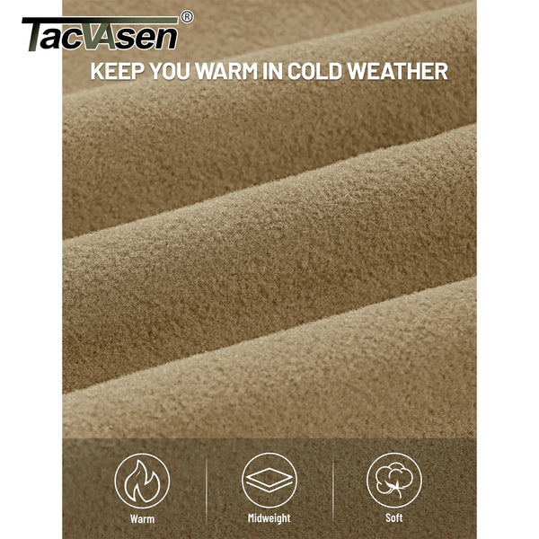 TACVASEN Winter Fleece Crewneck Sweatshirt Mens Warm Midweight Casual Long Sleeve Pullover Pocket Sports Sweatshirt Basic Tops