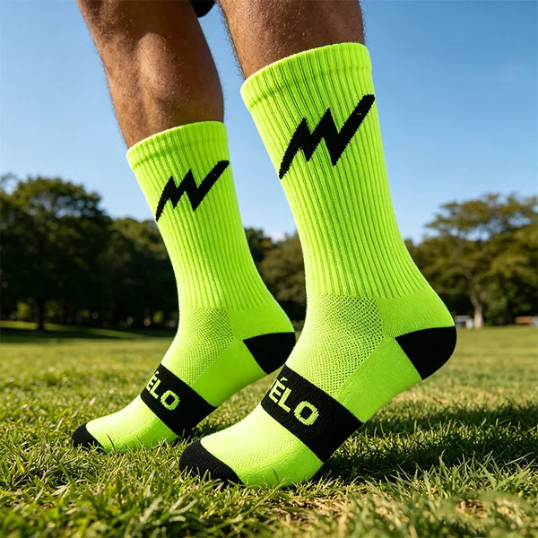 WRELS 1/2/3 Pairs Crew Cycling Socks Fast Dry Compression Socks Men Women Arch Support Breathable Athletic Bike Sports Socks