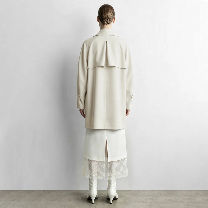 Amii 2026 Autumn New Commuter Lapel Collar Raglan Sleeve Double Breasted Mid Length Loose Women Trench Coat Outerwear 12623128