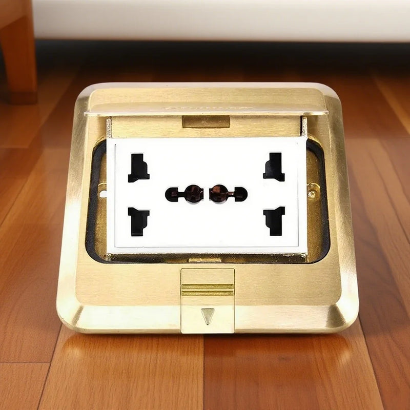 All copper and gold slow pop-up floor socket 16A Russian and Spanish international universal power socket, desktop socket