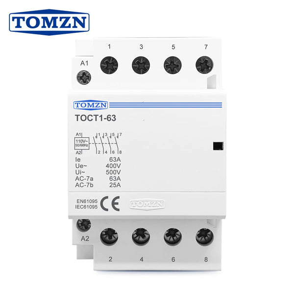 TOCT1 4P 63A 110V COIL 400V~ 50/60HZ Din Rail Household AC Modular Contactor 4NO or 2NO 2NC Contactors