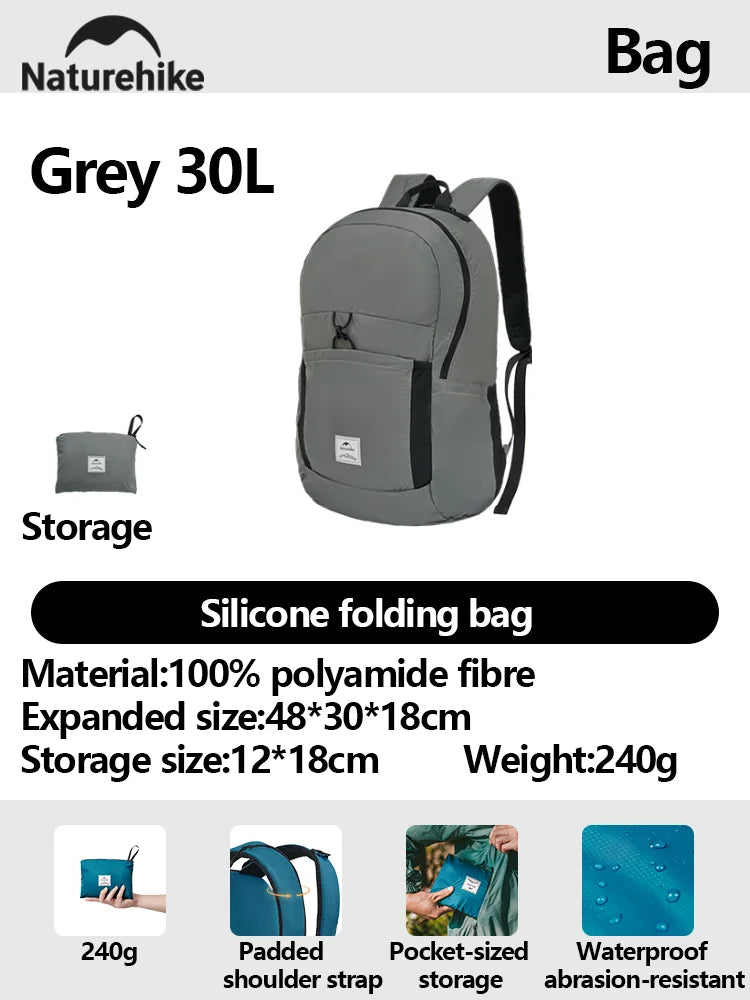 Naturehike 2025 Camping Backpack 30L Large Capacity Portable Foldable Waterproof Shoulder Bag Outdoor Travel Hiking Picnic Bag