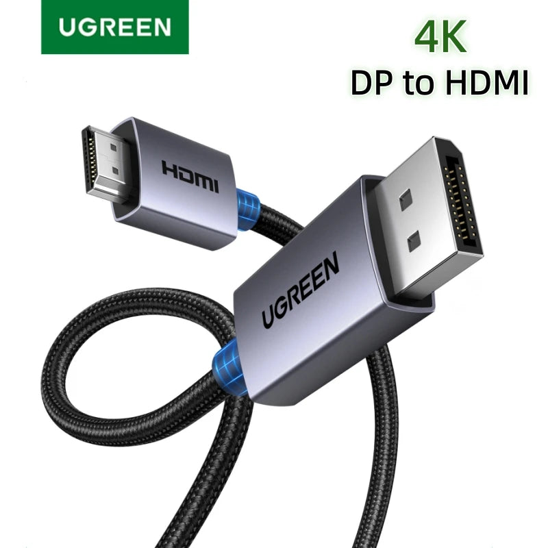 UGREEN 4K DisplayPort to HDMI Cable 1080P@120Hz, DP 1.2 to HDMI 1.4，Unidirectional Cable for Monitor, Desktop, HDTV, Laptop, AMD
