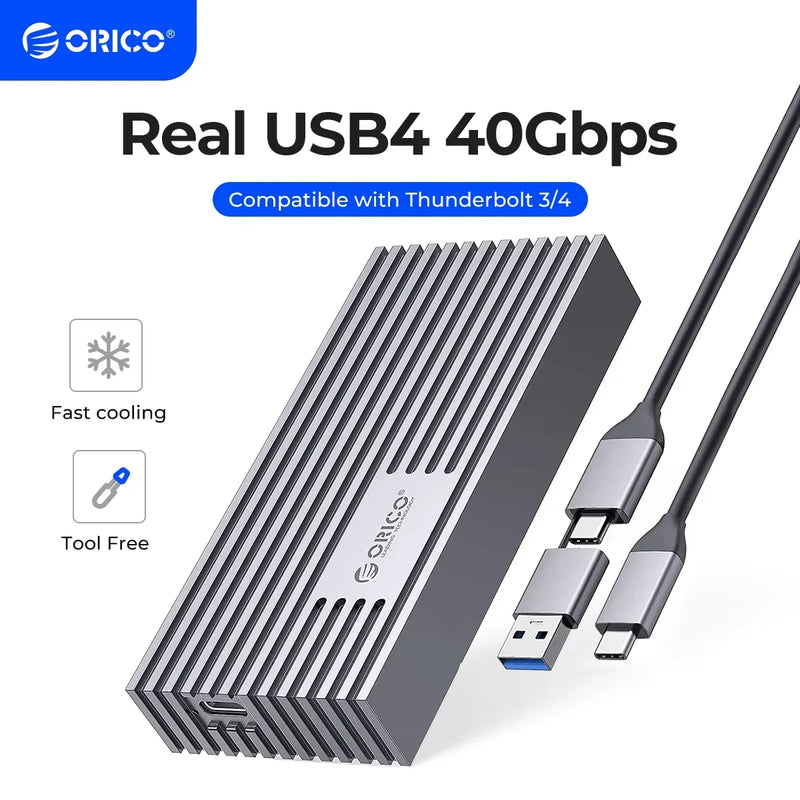 ORICO NVMe M.2 SSD Enclosure USB4 40Gbps PCIe3.0x4 20Gbps 10Gbps M.2 External Case Compatible with Thunderbolt 3/4