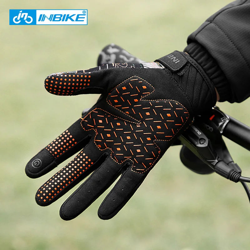 INBIKE MTB Bicycle Gloves Touch Screen Full Finger Cycling Gloves Anti-slip Sport Bike Racing Gloves for Men Women Accessories