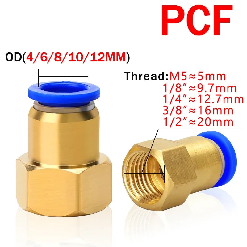 5PCS Pneumatic Air Connector Fitting PC/PCF/PL/PB/SL 4mm 6mm 8mm Thread 1/8 1/4 3/8 1/2 Hose Fittings Pipe Quick Connectors