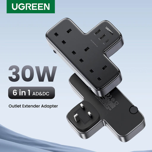 UGREEN 30W UK Plug Desktop Charger Power Strip Outlet Extension Adapter For iPhone 15 14 Pro Max Xiaomi Wall Fast Charger AD DC