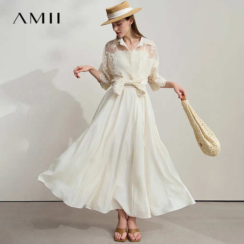 អាវ ការិយាល័យ នារី AMII សាមញ្ញ បំផុត បោះពុម្ព សម្រាប់ នារី រដូវក្តៅ ឆ្នាំ២០២៥ ដៃខ្លី កអាវ បត់ ចុះ ក្រោម អាវ រលុង ម៉ូដ សម្រាប់ នារី 12542155