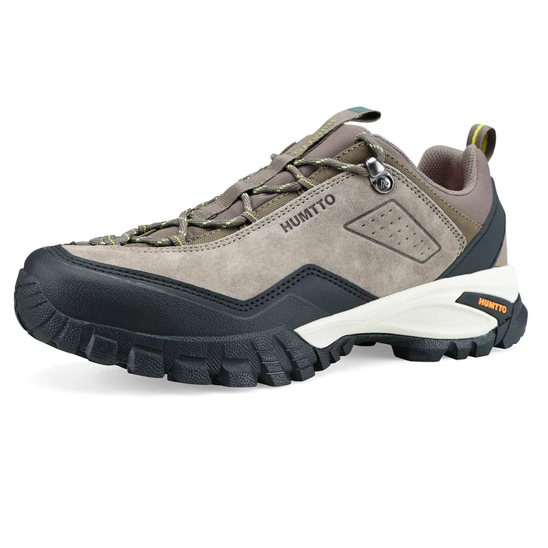 HUMTTO Mens Hiking Shoes Genuine Leather Cushioning Breathable Trekking Shoes for Men Non-slip Outdoor Designer Man Sneakers