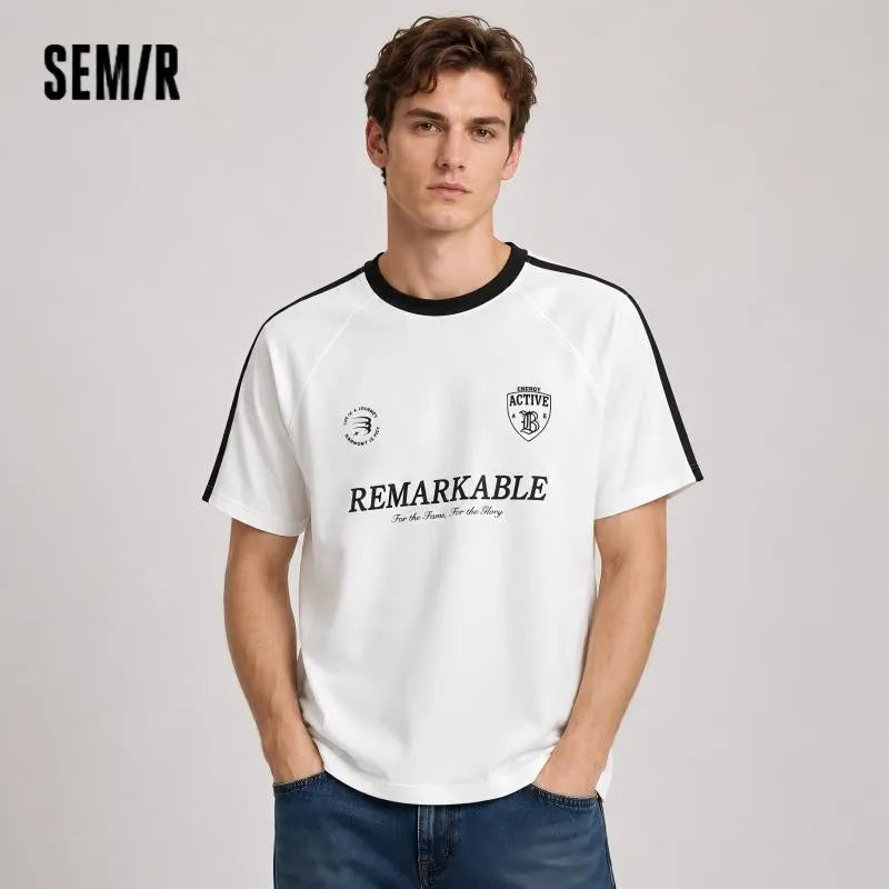 Semir Men Tshirt Cotton American Sport Knit Trendy Street Casual Top 2026 Summer Soft Comfortable Wear