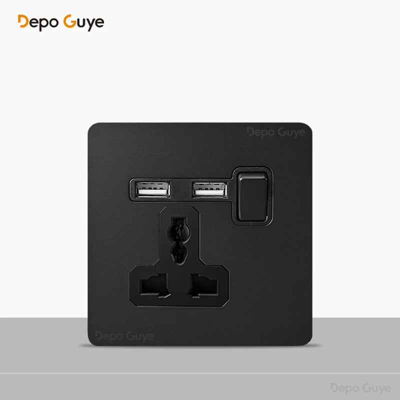 Retro Brass Lever Switch 1-4 Gang 2 Way Toggle Switch Panel Black EU RU FR Electrical Sockets And Switches USB Type-c Cat6 Rj45