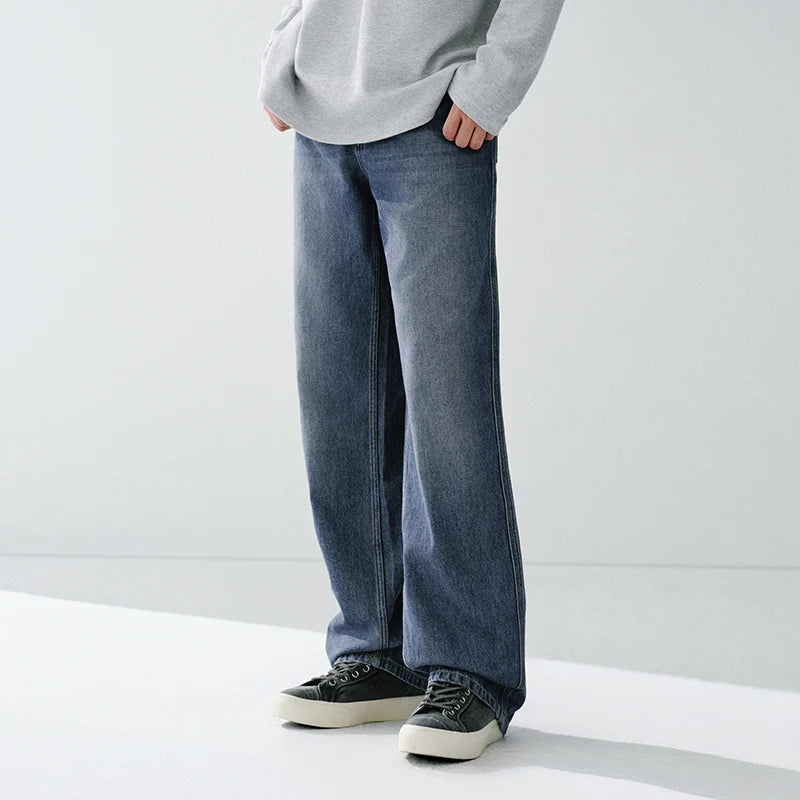 Semir Classic Jeans Men 2026 Spring Stretch Loose Straight Leg Vintage Washed Casual Versatile Fashion Long Trousers