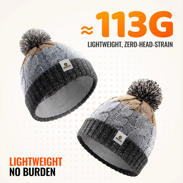 WRELS Merino Wool Beanie Windproof Warm Hat Fleece Lined Thick Knit Skull Cap Boys Girls Kids Winter Outdoor Skiing Snow Hat