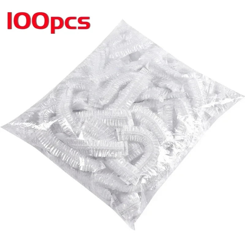100pcs Disposable Shower Cap,Hair Protection Cap Suitable for Salons, And Home Use,Leak-Proof Bathroom And Travel Hair Cover.