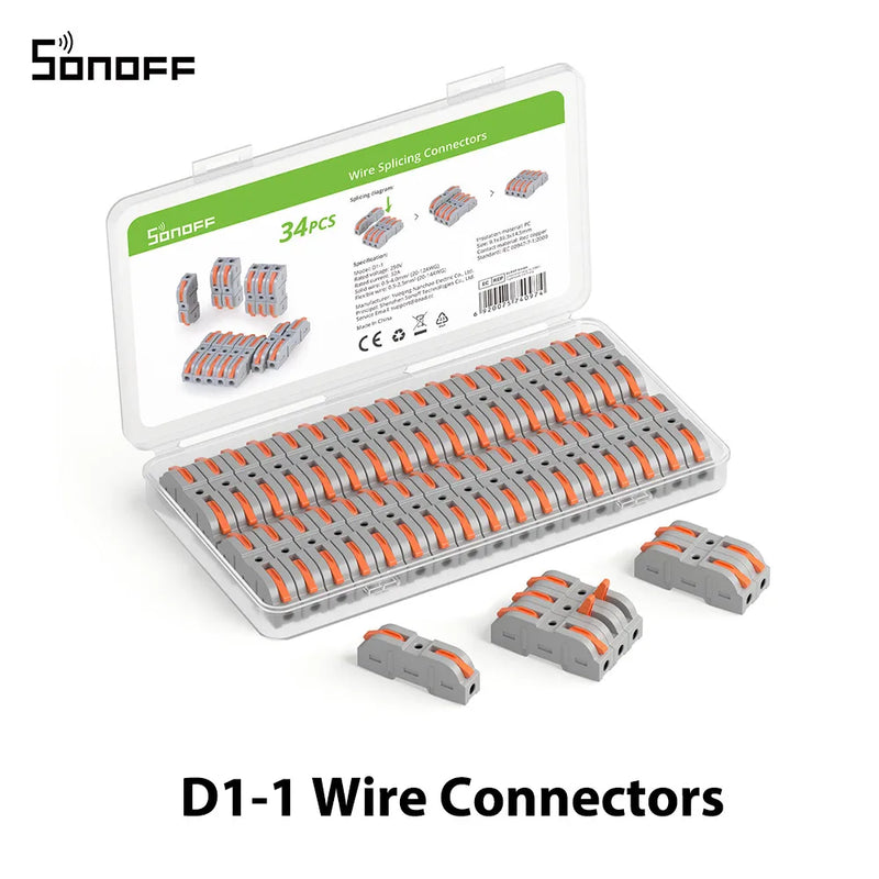 SONOFF Din Rail Wire Connector Universal Compact Wiring Terminal Block Push-in Multi-Purpose for Electrical Cable Connection