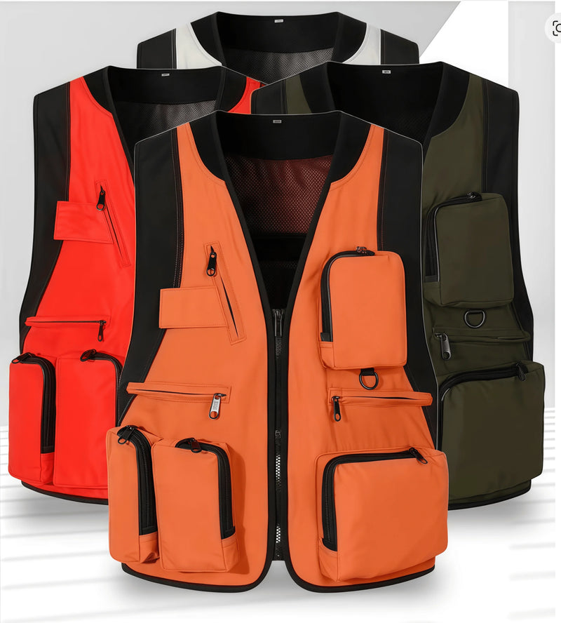 Functional Photographer Vest Work Clothes Men's Trendy Multi-Pocket Vest Korean-Style Trendy Workwear Custom Logo Printing