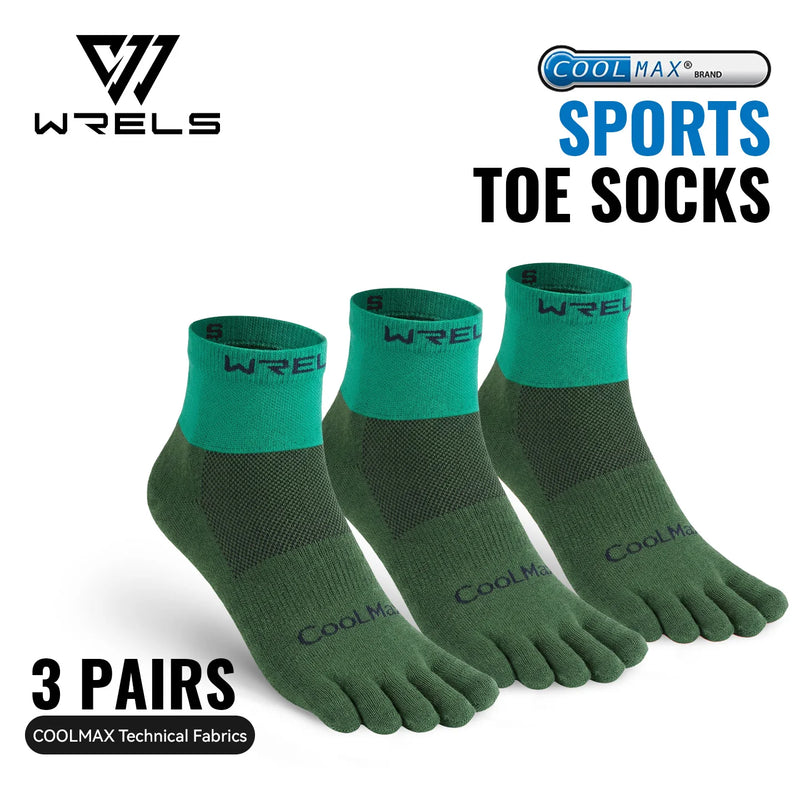 WRELS 1/2/3pairs COOLMAX Five Finger Socks Athletic Running Breathable Compression Comfortable Hiking Toe Socks for Men Women