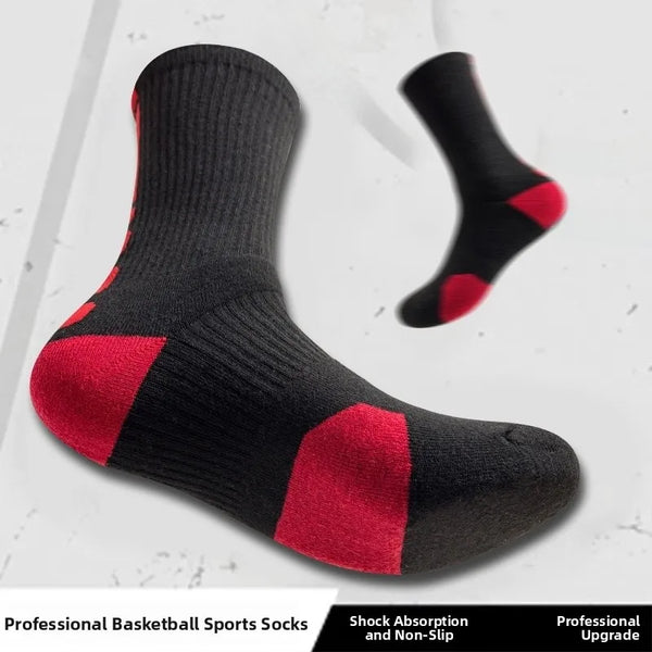 WRELS 1/2/3 Pairs Sports Basketball Socks Moisture-Wicking Running Socks Men Cushioned Outdoor Athletic Crew Compression Socks