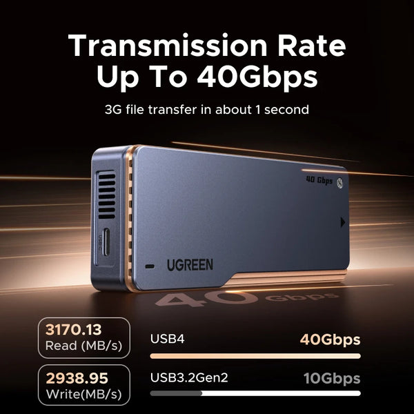 UGREEN Intel Chipset 40Gbps NVMe SSD Case SSD Enclosure M.2 to USB4.0 Adapter for M.2 NVME PCIE Aluminum Case