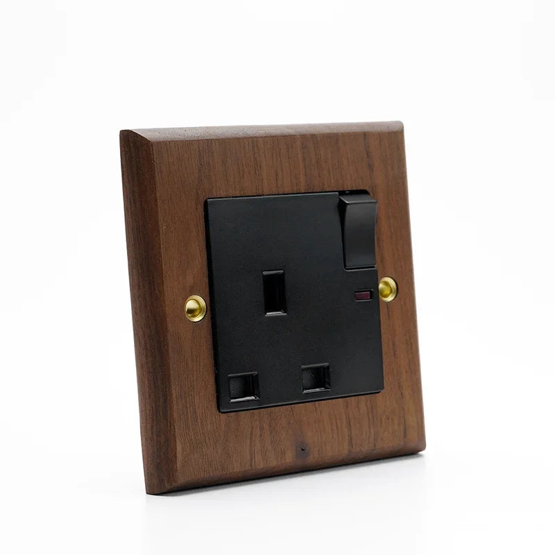 DepoGuye High quality retro American light switch socket, pure wood brass toggle switch plate, home &bed wall light switch
