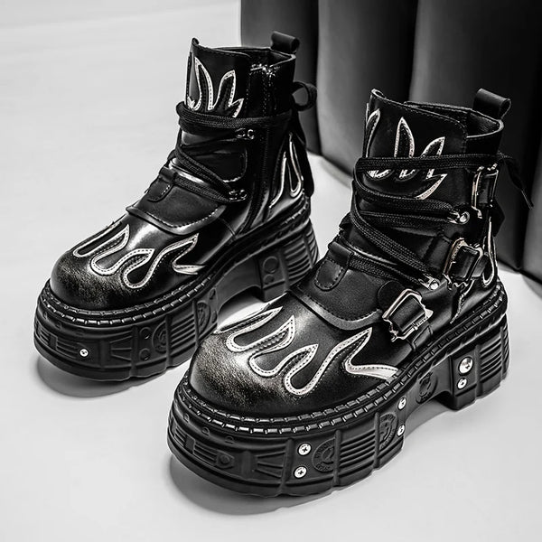Men's Boots Four Seasons Thick-Soled High-Top Boots Fashion Joker Plus Size Tide Boots Anti-Slip Comfort Youth Casual Work Boots
