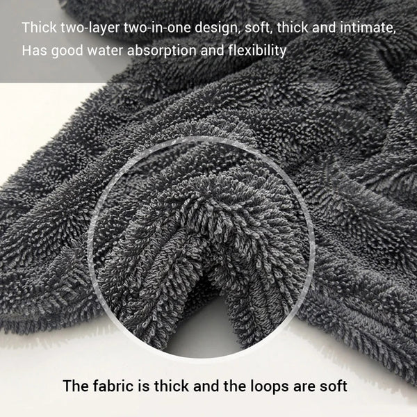 Car Wash Towel 1200GSM Double Sided Towel Car Detailing Twisted Braid Cloth Super Absorbent Rag for Car Home Washing Accessories