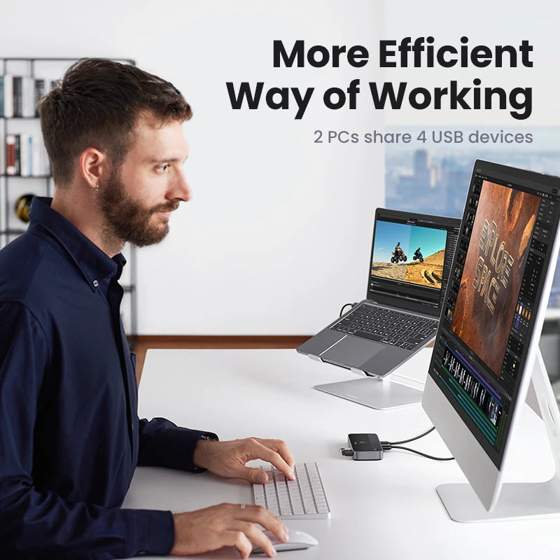 UGREEN USB Switch USB 3.0 Switcher Switch for PC Keyboard Mouse Printer 2 PCs Sharing 4 Devices USB Switch