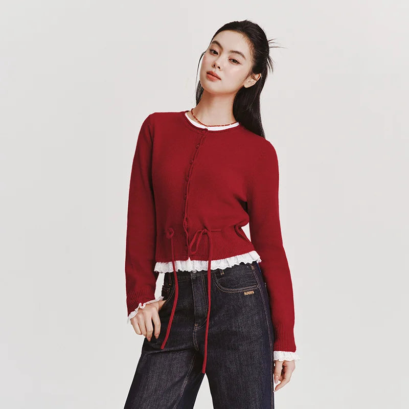 Semir Cute Cardigan Women 2026 Spring Sweet New Year Style Casual Comfortable Versatile Fashion Knitwear Daily Wear Top